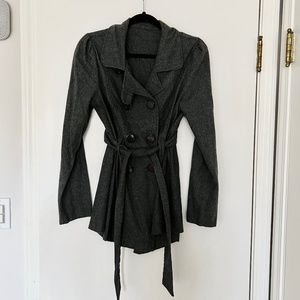 Vintage Gray Wool-like Lightweight Stylish Peacoat